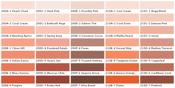 Shades Of Coral Color Chart