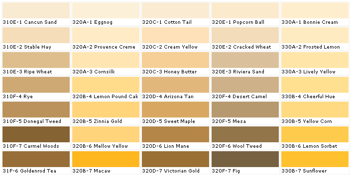 Behr Paint Yellow Color Chart