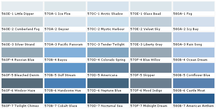 Blue Gray Color Chart