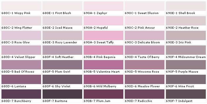 Behr Paint Purple Color Chart