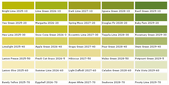 Eggshell Paint Color Chart