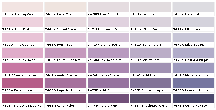 Lilac Colour Chart