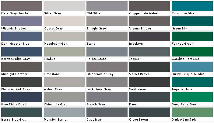 Room Paint Color Chart