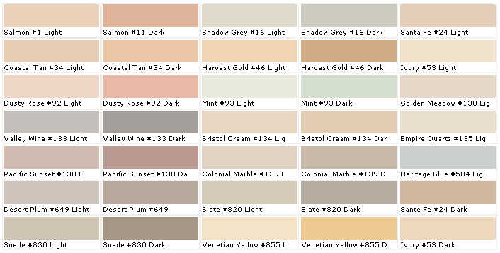 Imasco Stucco Colour Chart