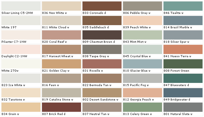 Behr Interior Paint Color Chart