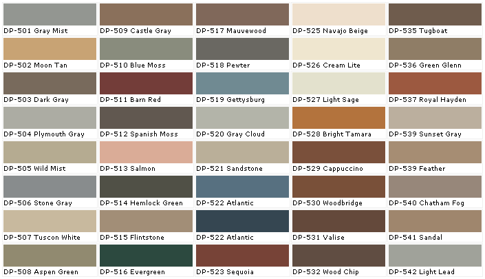 Behr Outdoor Paint Colors Chart