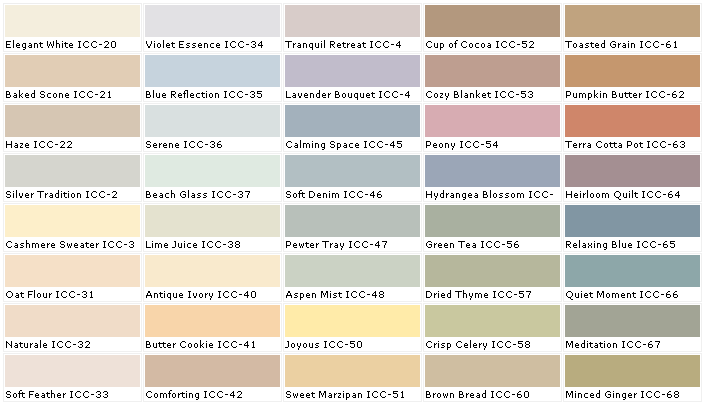 Behr White Paint Color Chart