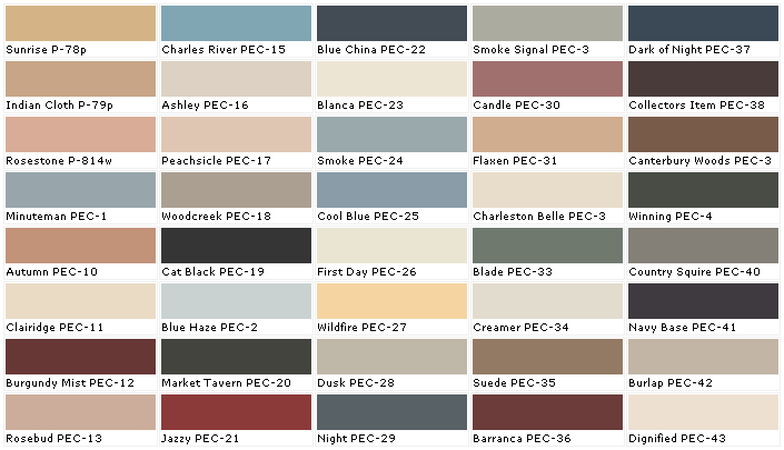 Behr Elastomeric Paint Color Chart