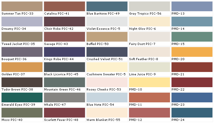 Home Depot Pantone Color Chart