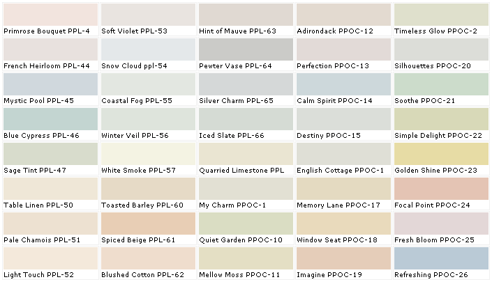 Color Chart For House Paint Interior