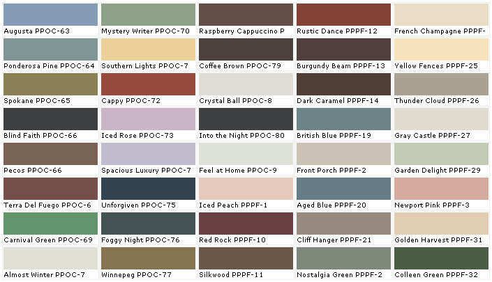 Behr White Paint Color Chart