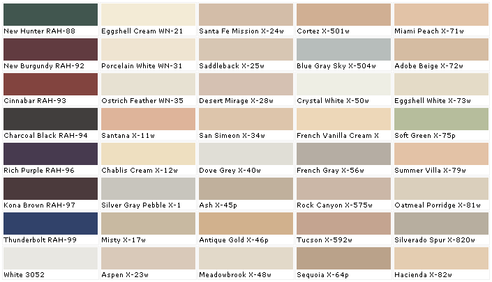 Paint Color Chart Behr