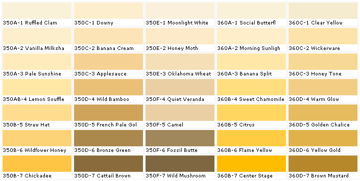 Behr Paints S Colors Interior House Paint Chart Chip Sample Swatch Palette Color Charts Exterior Wall - Behr Yellow Interior Paint Colors