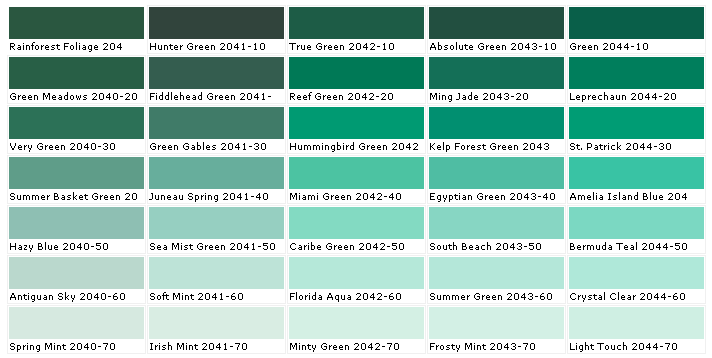 Hunter Green Color Chart