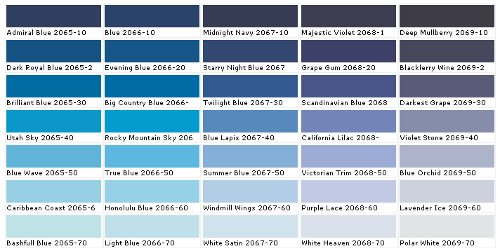 Benjamin Paint Color Chart