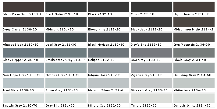 Gray Color Chart