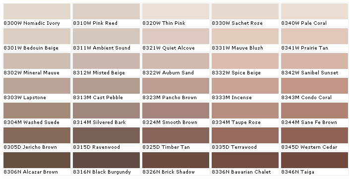 Suede Paint Colour Chart
