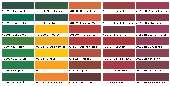 House Paint Color Chart