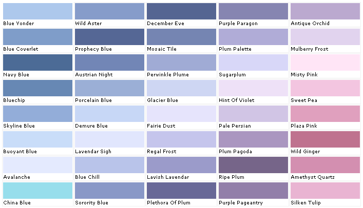 Violet Colour Chart