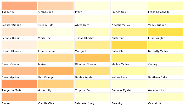 Yellow Color Chart With Names