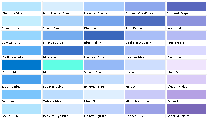 Cornflower Blue Color Chart