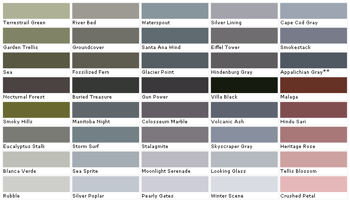 Gray Paint Color Chart