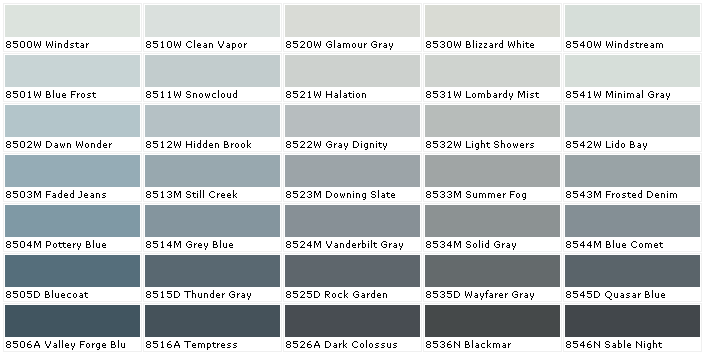Kwal Interior Paint Color Chart