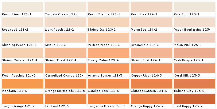 Peach Paint Color Chart