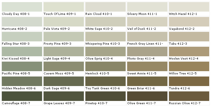 Vista Paint Color Chart