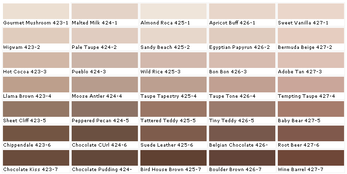 Pittsburgh Paints Paint Colors House Chart Chip Sample Swatch Palette Color Charts Exterior Interior Wall - Adobe Brown Paint Color Palette