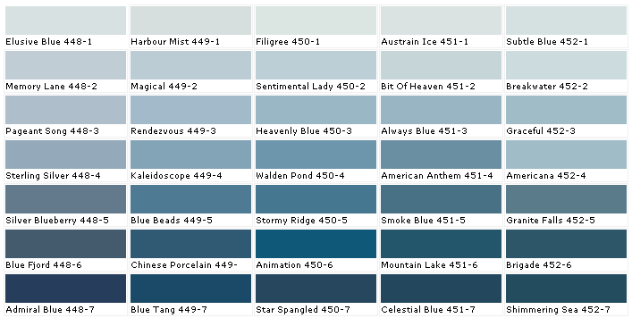 Pittsburgh Paints Paint Colors House Chart Chip Sample Swatch Palette Color Charts Exterior Interior Wall - Blue Color Paint Chart