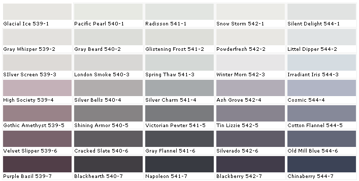 Blackberry House Paint Color Chart