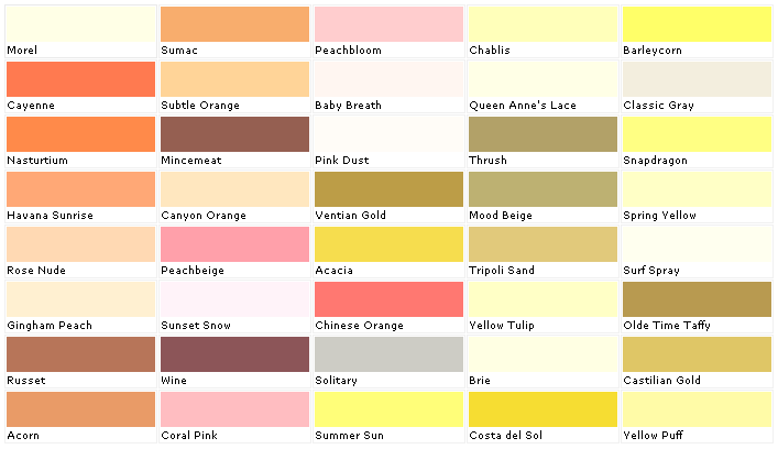 Peach Paint Color Chart