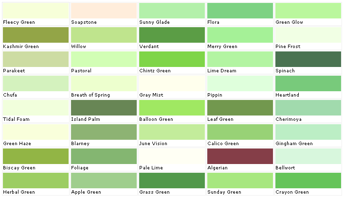 Spring Paint Colour Chart