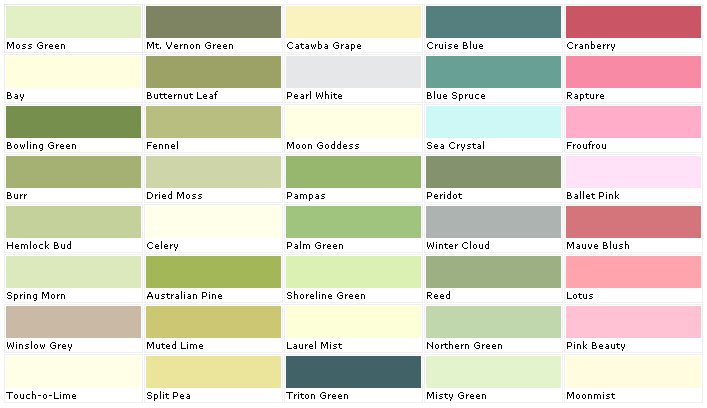 Pratt Lambert Paint Color Chart