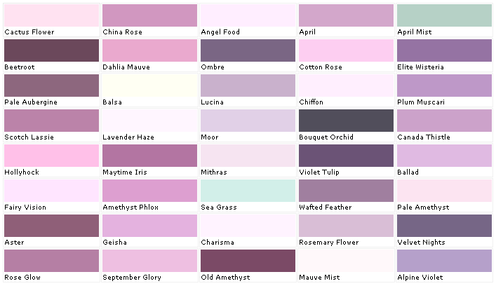Aubergine Color Chart