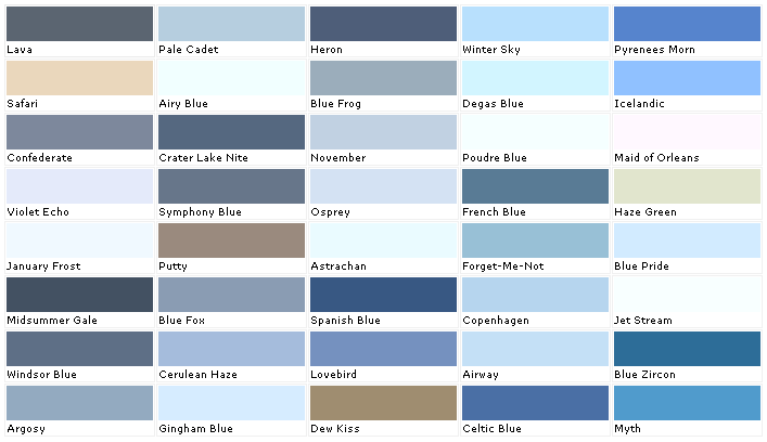 French Blue Color Chart