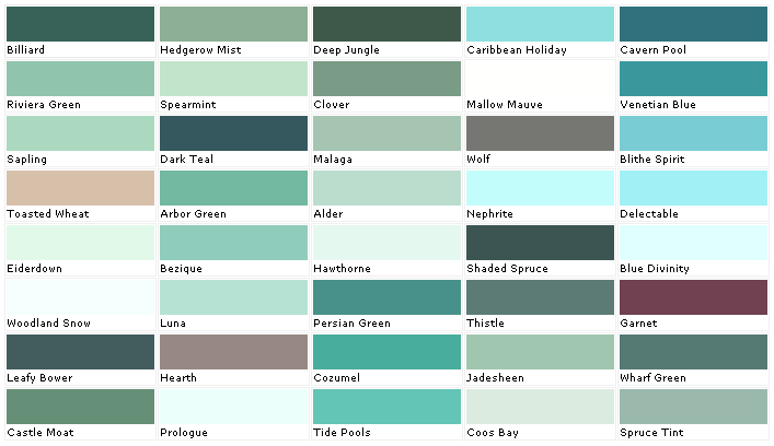 Teal Green Color Chart