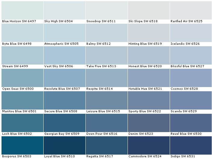 Sherwin Williams Duration Paint Color Options House Paints Colors - Blue Color Paint Chart