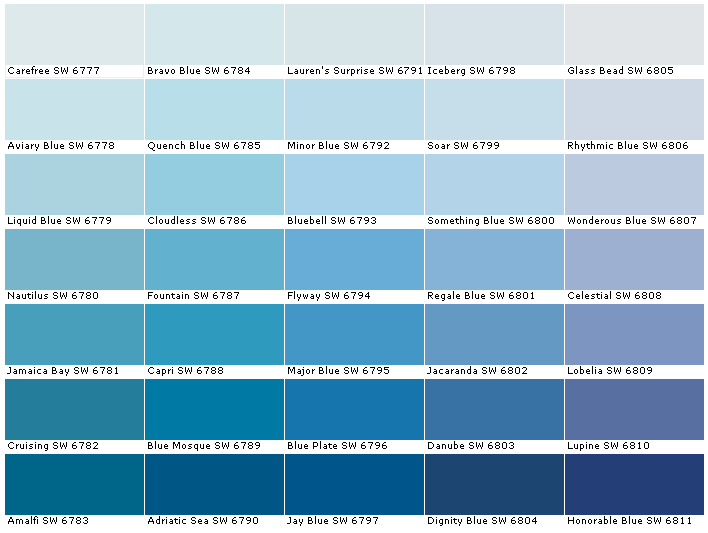 Sherwin Williams Paint Color Chart