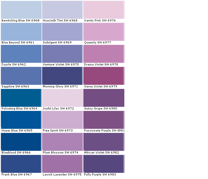 Sapphire Colors Chart