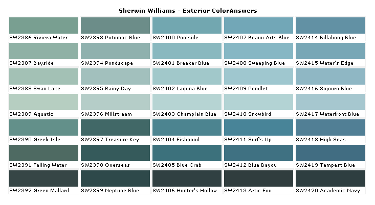 Sherwin Williams Paints Colors Paint Coloranswers House Chart Chip Sample Swatch Palette Color Charts Exterior Interior Wall Answers - Blue Color Paint Chart