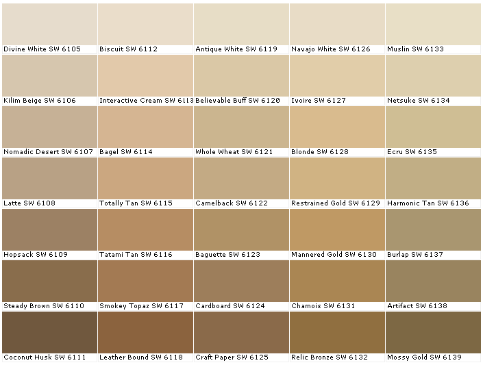 Sherwin Williams Bronze Color Chart