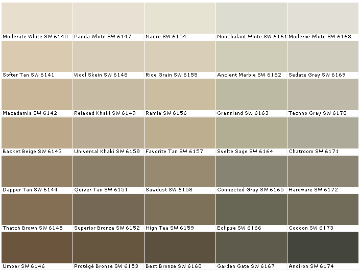 Sherwin Williams Beige Color Chart