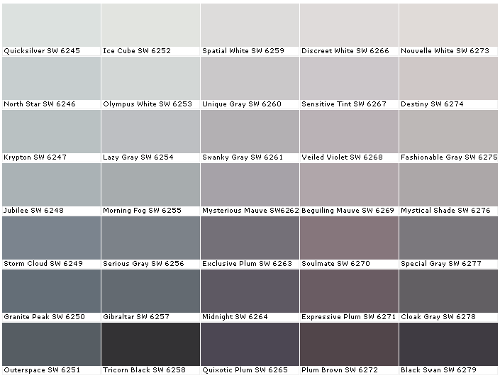 Sherwin Williams Black Color Chart