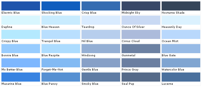 Valspar Blue Paint Color Chart
